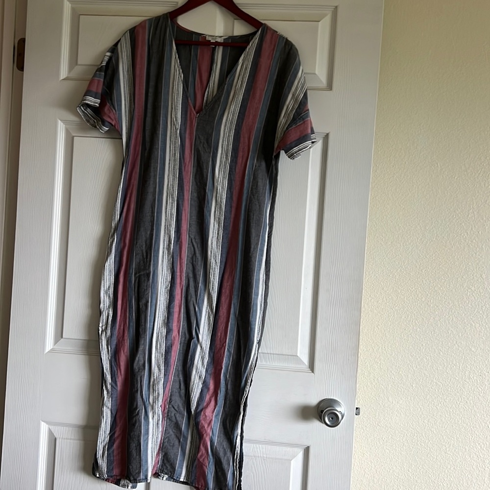 Tavik size small dress or bathing suit cover up. Vertical stripes and v neck.